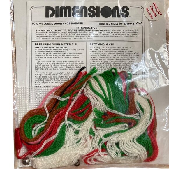 Dimensions Christmas Welcome Door Knob Hanger Needlepoint Plastic Kit 9033 - Picture 5 of 5